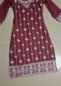 Elegant Maroon Embroidered Kurta Set