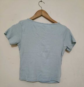 Powder blue ribbed top(fixed price)