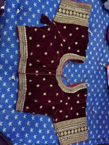 Maroon Velvet Embellished Blouse