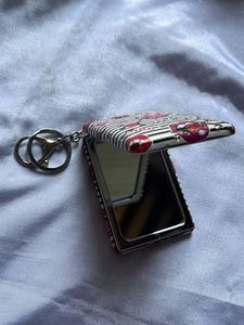 Cute Lip Print Compact Mirror Keychain