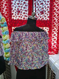 Floral Off-Shoulder Ruffle Top