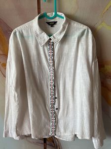 Boho Embroidered Button-Up Shirt