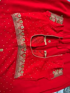 Elegant Red Embroidered Saree