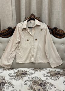 Elegant Beige Button-Down Top