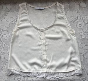 White Lace Trim Button-Up Tank Top