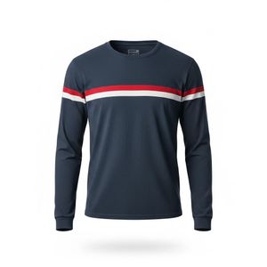 Men’s Navy Crew Neck Striped Full Sleeve T-Shirt