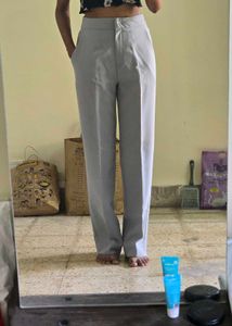 High Waisted Light Grey Trousers