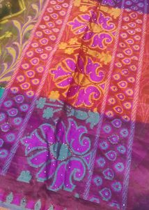 Cotton Saree With Stone Work.
