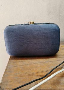 Grey Beaded Evening Clutch