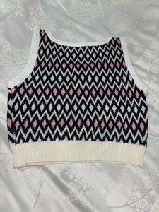 Chic Diamond Pattern Knit Tank Top