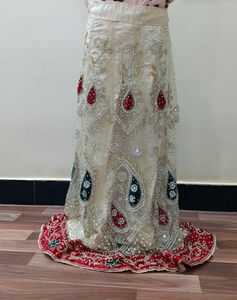 Wedding Special Creamish Off White With Red