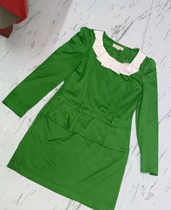 Parrot Green Dress Top For Girls Women New