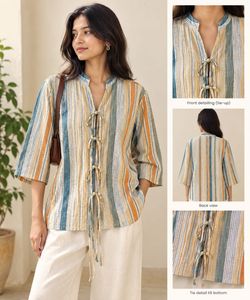 Striped Tie-Up Kurta Top