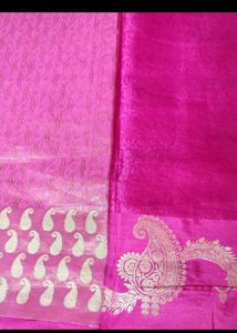 Vibrant Pink saree with stiched blouse