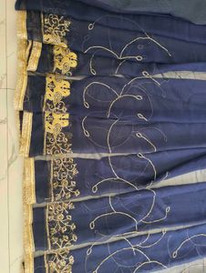 Elegant Navy Blue Embroidered saree