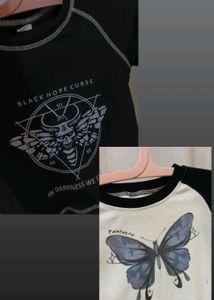 Combo of 2 Crop Tops | Y2K butterfly & Grunge Aest