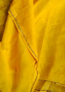 Bright Yellow Dupatta with Silver Border