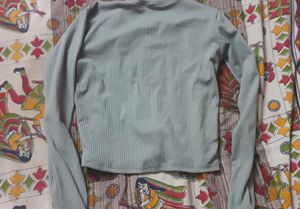 Ribbed Button-Up Long Sleeve Top