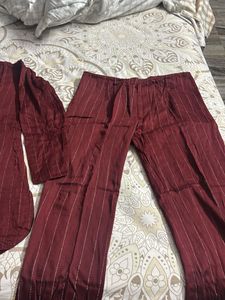 Maroon Striped small size coord set