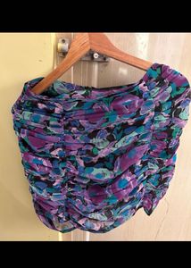 Ruching Floral Mini Skirt