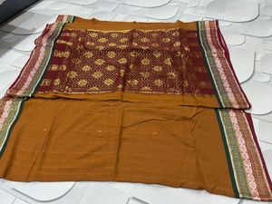 Elegant Brown Saree with Maroon Border