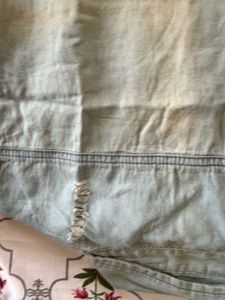 Distressed Denim Sleeveless tie up Top