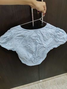 Light Blue Eyelet Crop Top