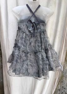 rose print grey frock