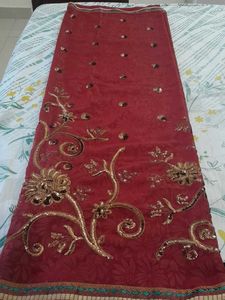 Elegant Maroon Embroidered Saree