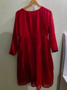 Elegant Red Embroidered Ethnic Gown