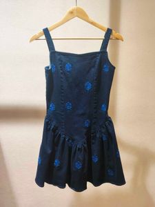 Chic Blue Embroidered Mini Dress