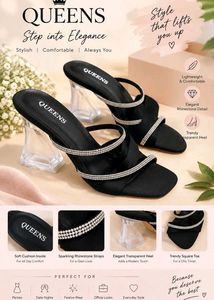 Elegant Black Rhinestone Heels