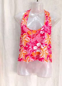 Floral Halter Neck Crop Top
