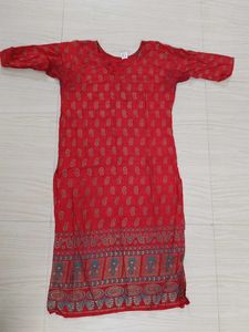 Red Paisley Print Kurta