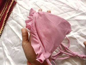 Pink Ruffle Bikini Top