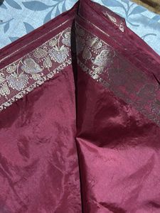 Rich Maroon Silk Saree with Gold Border