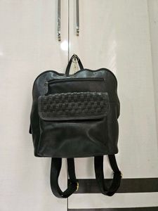 Stylish Black Leather Backpack