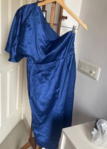 Royal Blue Satin Wrap Dress