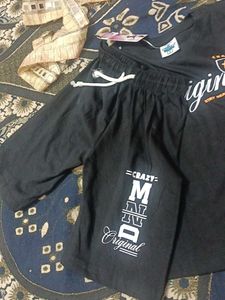 Cute Black T-shirt and Shorts Set