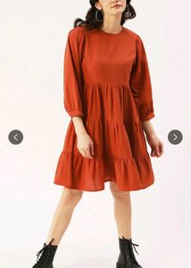 Trendy Tiered Rust Orange Dress