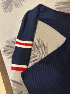 Navy Blue Ribbed Turtleneck Sweater