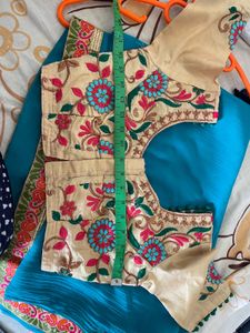 Beautiful Blue Saree with Embellished Blouse