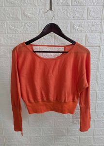 Orange Dolman Sleeve Cropped Top
