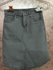 Grey Denim Skirt