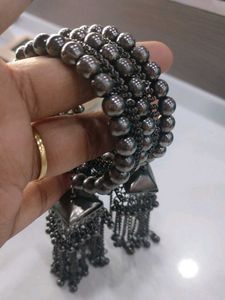 Boho Beaded Bangles with Tassels