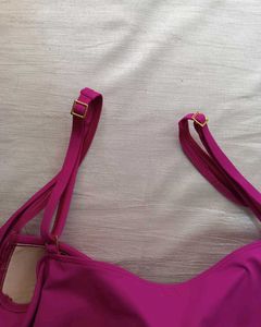 Women's Magenta Ruched Swim Top