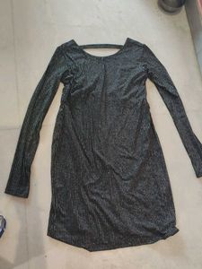 Sparkly Silver Striped Bodycon Dress