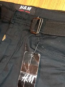 Black Cargo Jogger Pants with Belt
