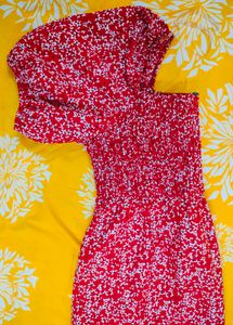 Red Mini Floral Print Dress 🎀