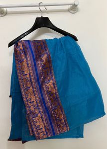 Elegant Teal Kurta with Brocade Yoke